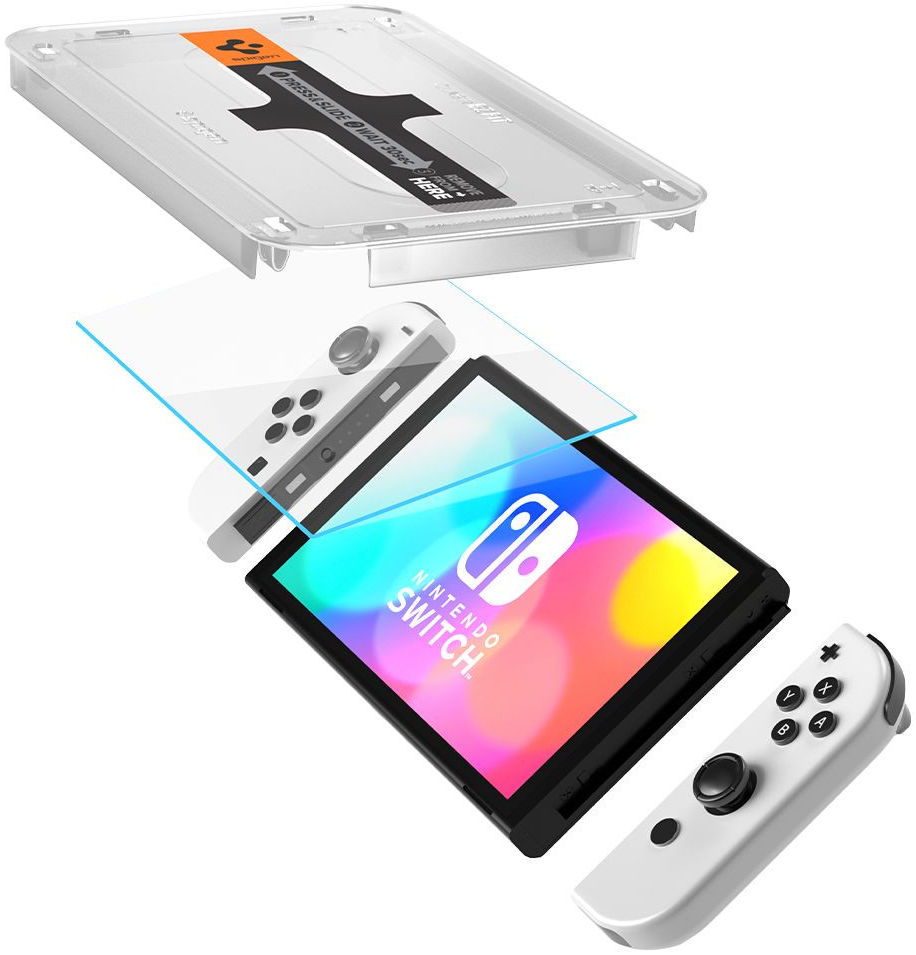 Spigen EZ Fit Glas.tR Nintendo Switch OLED Screen Protector (2-Pack) afbeelding 13