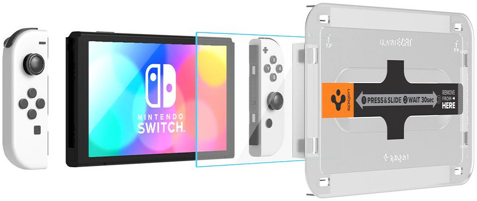 Spigen EZ Fit Glas.tR Nintendo Switch OLED Screen Protector (2-Pack) afbeelding 14