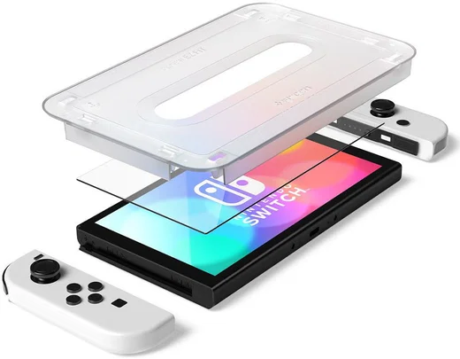 Spigen EZ Fit Glas.tR Nintendo Switch OLED Screen Protector (2-Pack) afbeelding 2