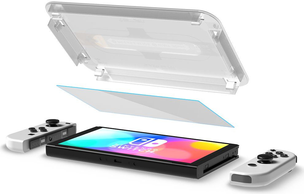 Spigen EZ Fit Glas.tR Nintendo Switch OLED Screen Protector (2-Pack) afbeelding 4
