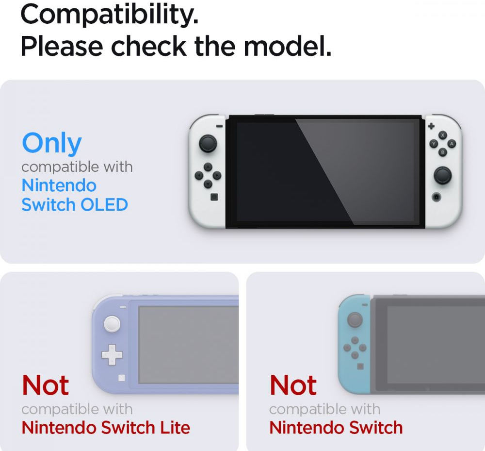 Spigen EZ Fit Glas.tR Nintendo Switch OLED Screen Protector (2-Pack) afbeelding 5