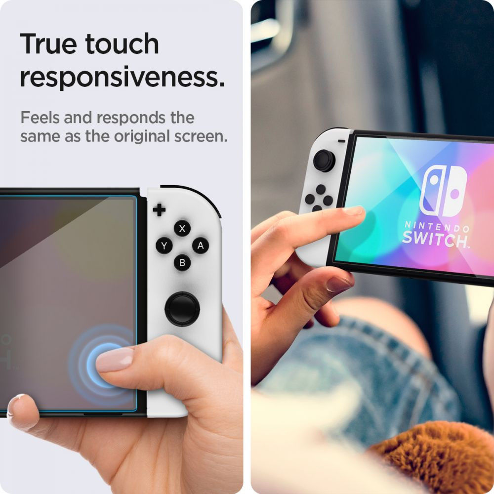 Spigen EZ Fit Glas.tR Nintendo Switch OLED Screen Protector (2-Pack) afbeelding 7