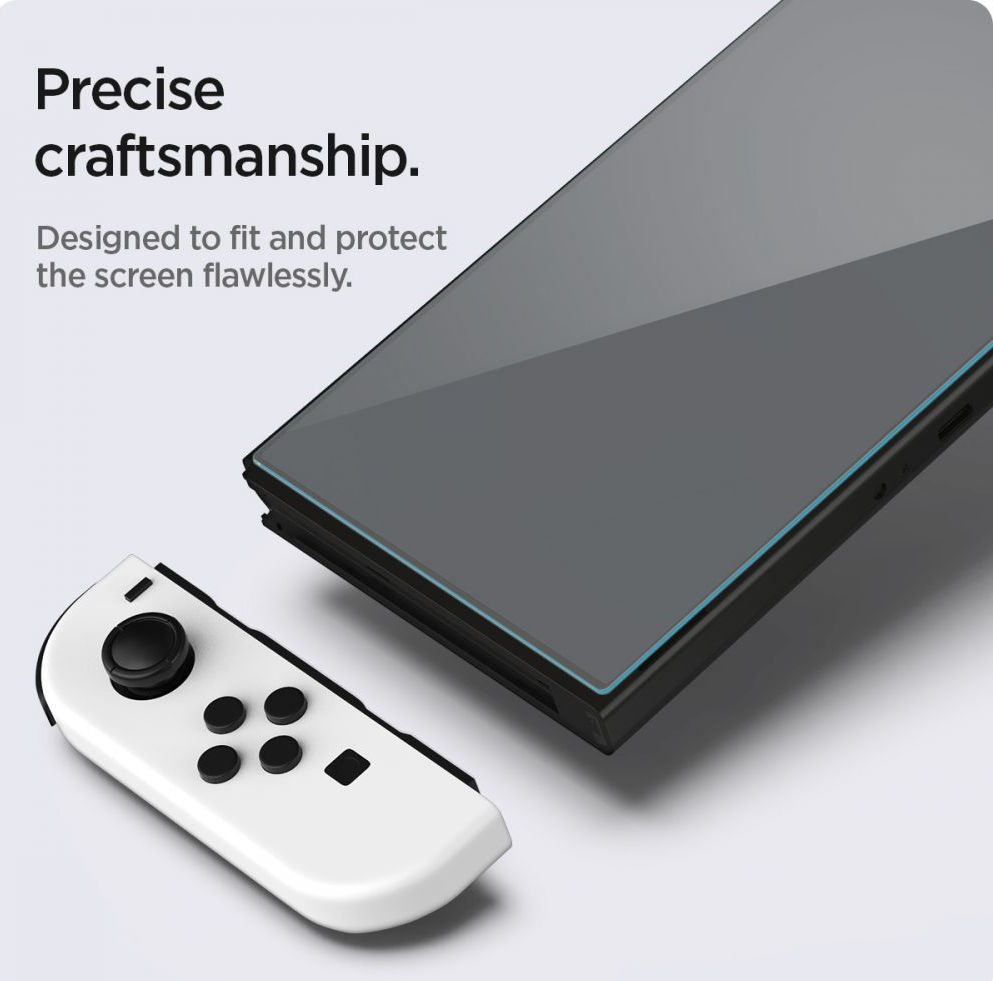 Spigen EZ Fit Glas.tR Nintendo Switch OLED Screen Protector (2-Pack) afbeelding 8