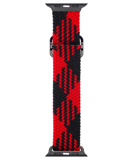 Dux Ducis Gevlochten Apple Watch 41MM / 40MM / 38MM Band Solo Loop Rood/Zwart afbeelding 2
