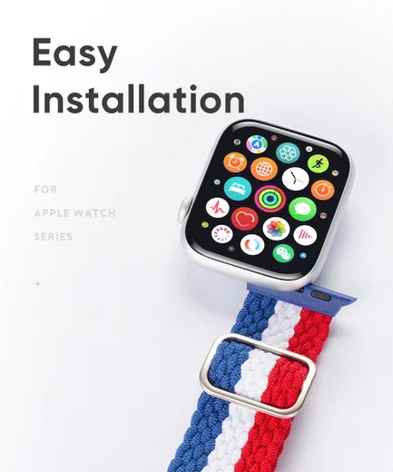 Dux Ducis Gevlochten Apple Watch 41MM / 40MM / 38MM Band Solo Loop Rood/Zwart afbeelding 4