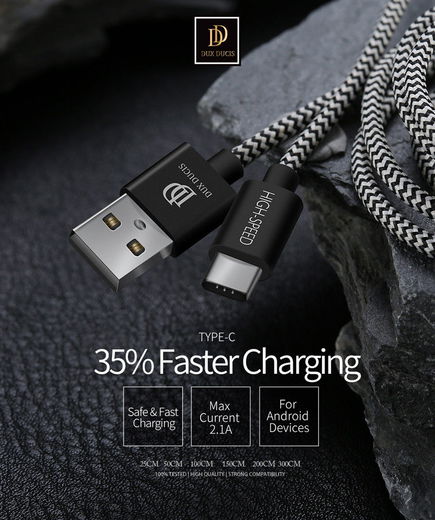 Dux Ducis Fast Charging 2.1A USB-C Oplaad Kabel 0.25 Meter afbeelding 9