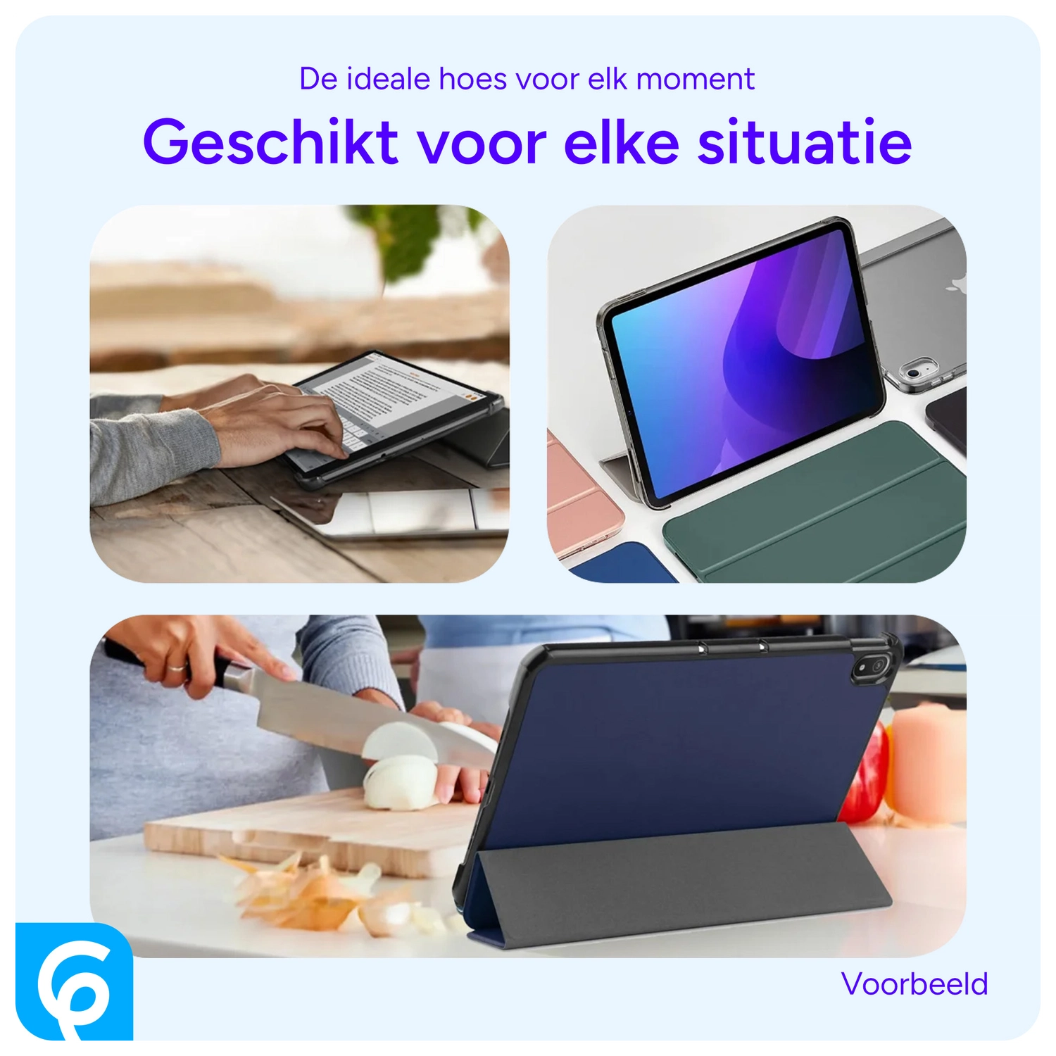 Samsung Galaxy Tab A8 Hoes Tri-Fold Book Case Blauw afbeelding 5