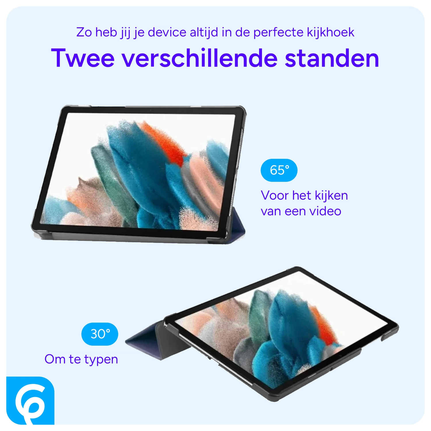 Samsung Galaxy Tab A8 Hoes Tri-Fold Book Case Blauw afbeelding 6