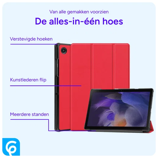 Samsung Galaxy Tab A8 Hoes Tri-Fold Book Case Rood afbeelding 3
