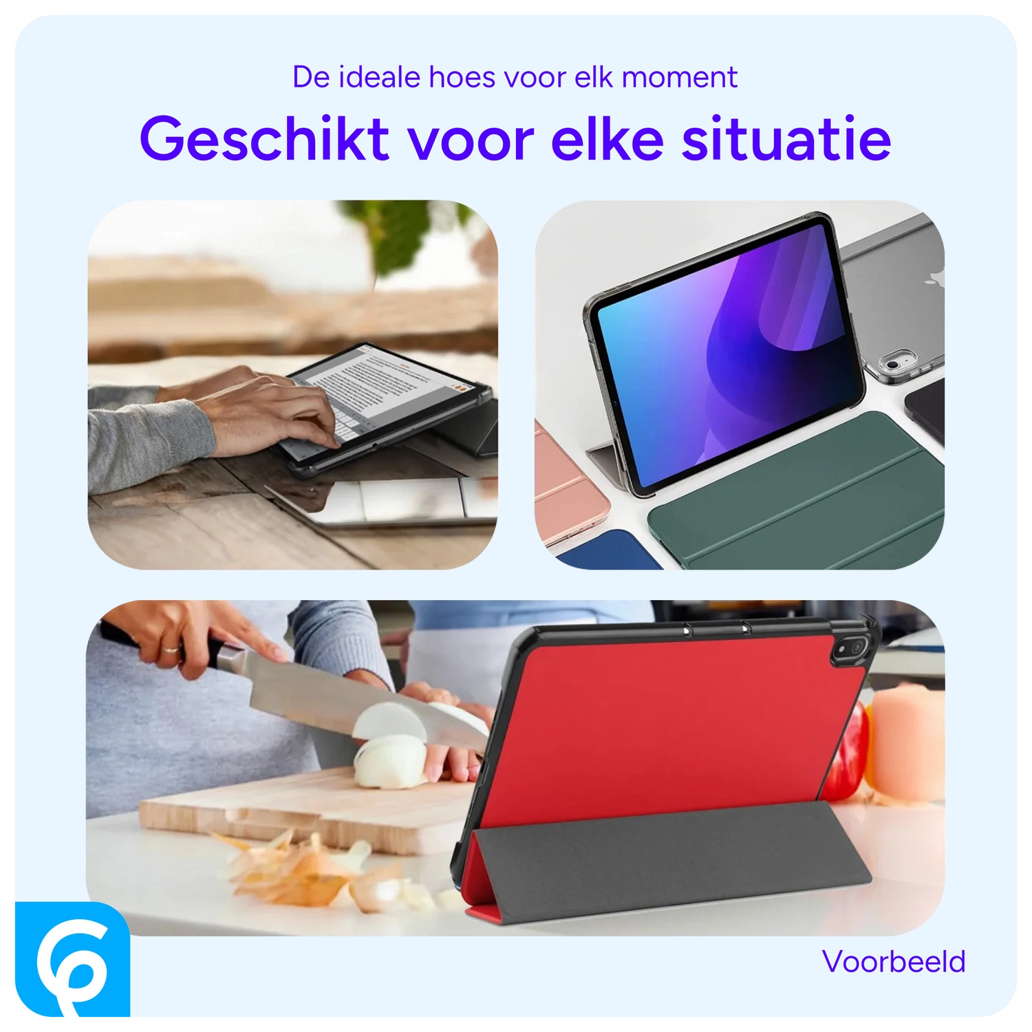 Samsung Galaxy Tab A8 Hoes Tri-Fold Book Case Rood afbeelding 5