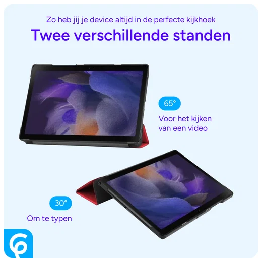 Samsung Galaxy Tab A8 Hoes Tri-Fold Book Case Rood afbeelding 6