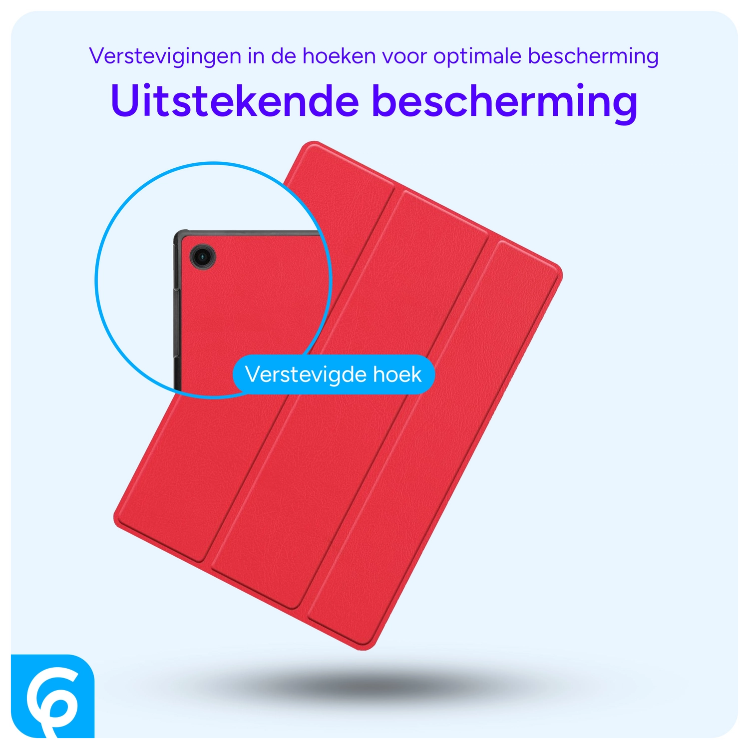 Samsung Galaxy Tab A8 Hoes Tri-Fold Book Case Rood afbeelding 2