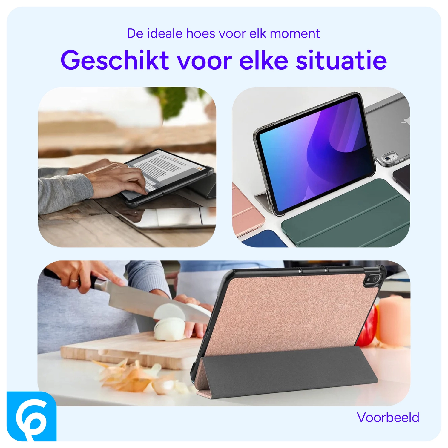 Samsung Galaxy Tab A8 Hoes Tri-Fold Book Case Roze Goud afbeelding 5