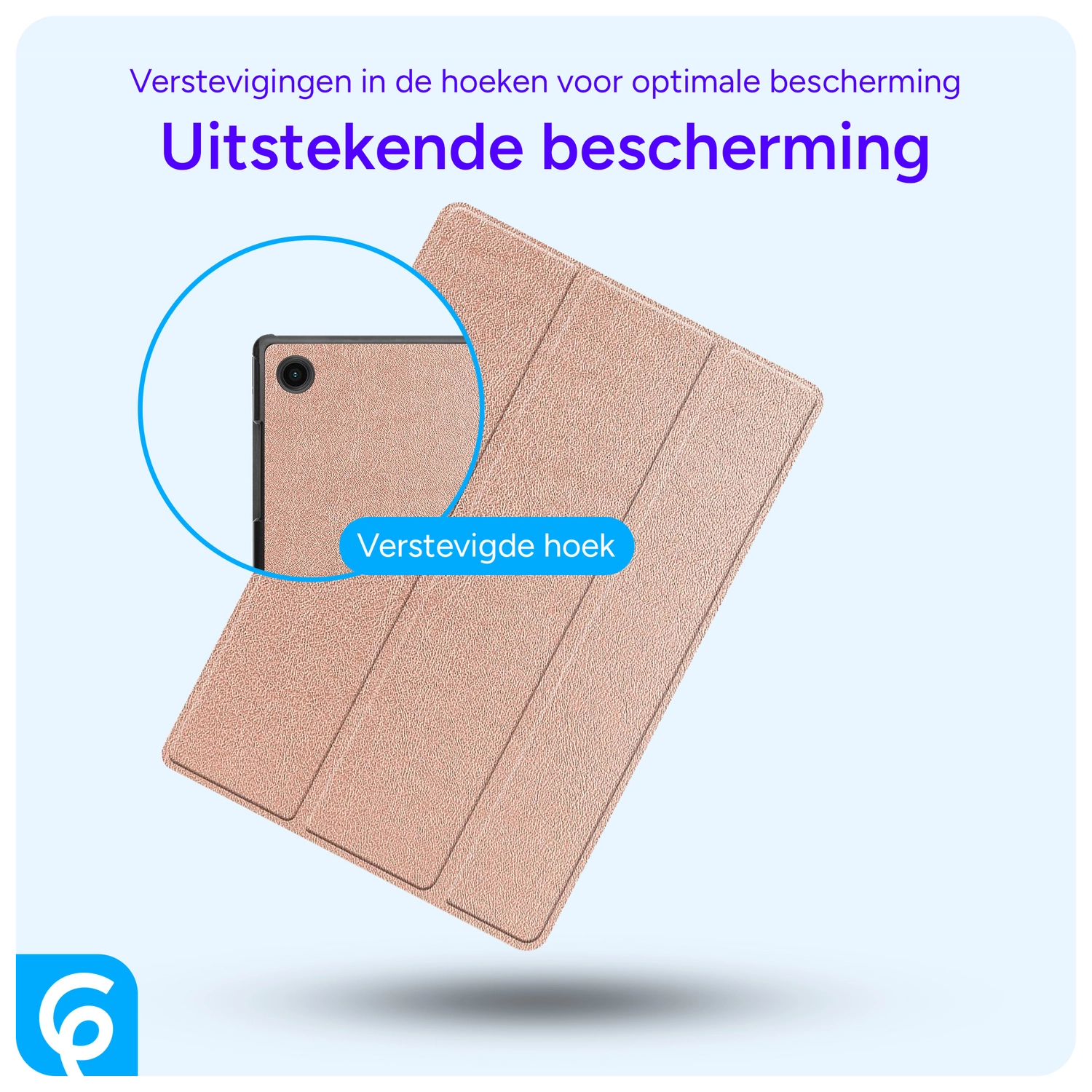 Samsung Galaxy Tab A8 Hoes Tri-Fold Book Case Roze Goud afbeelding 2