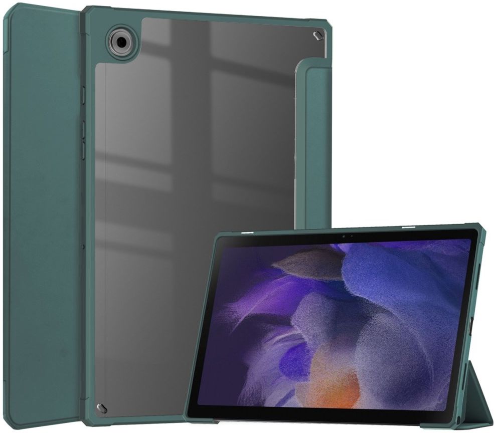 Samsung Galaxy Tab A8 Hoes Tri-Fold Book Case Kunstleer Groen afbeelding 1
