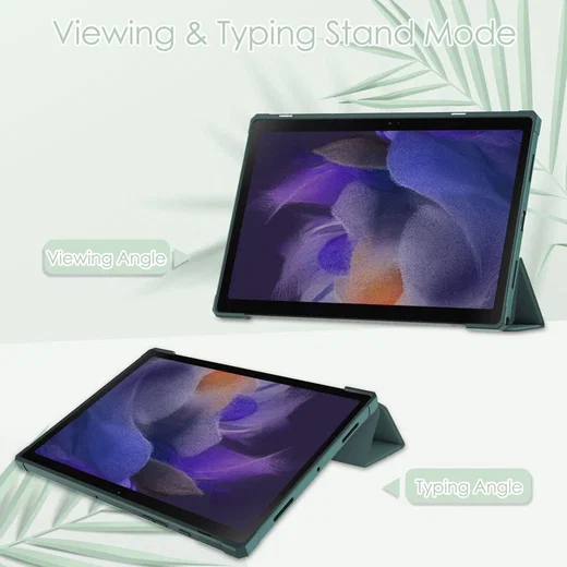 Samsung Galaxy Tab A8 Hoes Tri-Fold Book Case Kunstleer Groen afbeelding 5