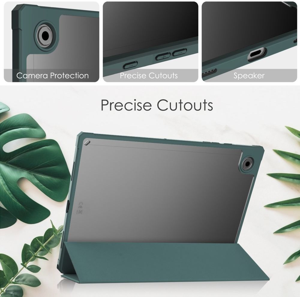 Samsung Galaxy Tab A8 Hoes Tri-Fold Book Case Kunstleer Groen afbeelding 3