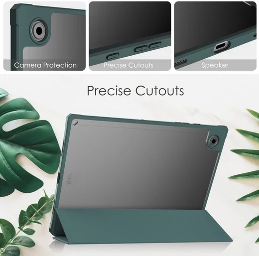 Samsung Galaxy Tab A8 Hoes Tri-Fold Book Case Kunstleer Groen afbeelding 3