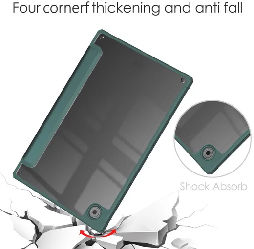 Samsung Galaxy Tab A8 Hoes Tri-Fold Book Case Kunstleer Groen afbeelding 2