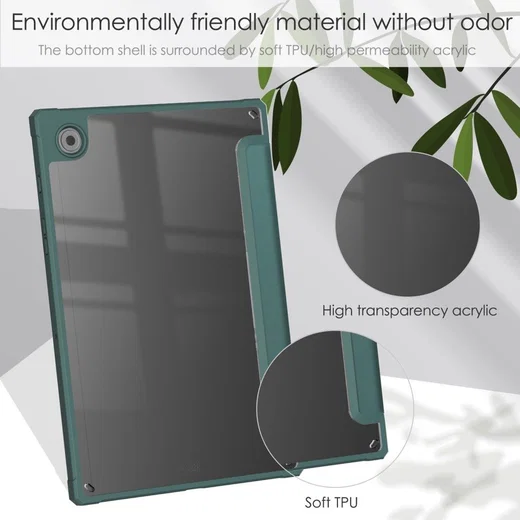 Samsung Galaxy Tab A8 Hoes Tri-Fold Book Case Kunstleer Groen afbeelding 4