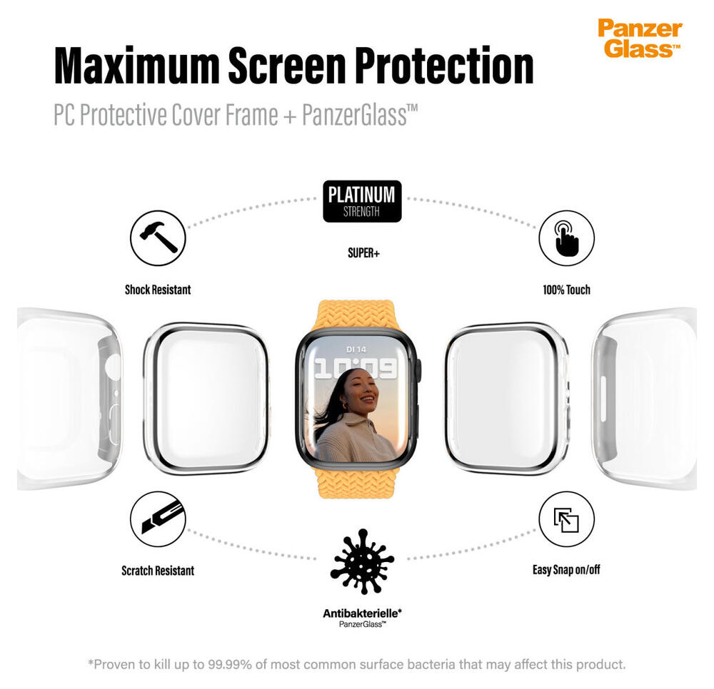 PanzerGlass Full Body Apple Watch 7/8/9 45MM Hoesje Zwart afbeelding 10
