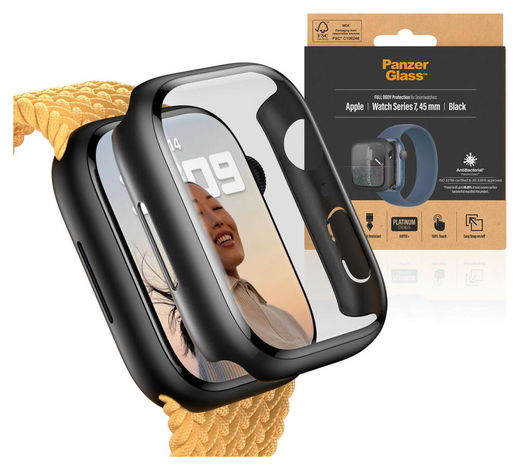 PanzerGlass Full Body Apple Watch 7/8/9 45MM Hoesje Zwart afbeelding 1