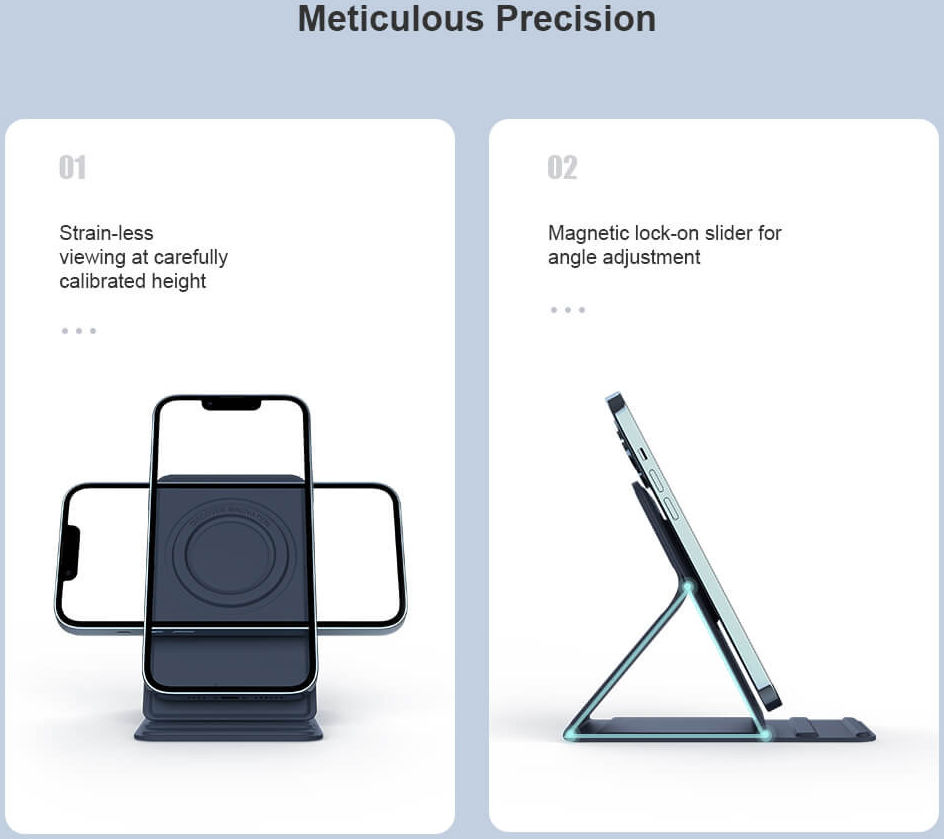 Nillkin SnapBase Magnetische MagSafe Stand Echt Leer Houder Blauw afbeelding 9
