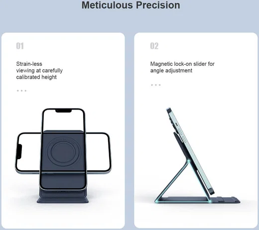 Nillkin SnapBase Magnetische MagSafe Stand Echt Leer Houder Blauw afbeelding 9