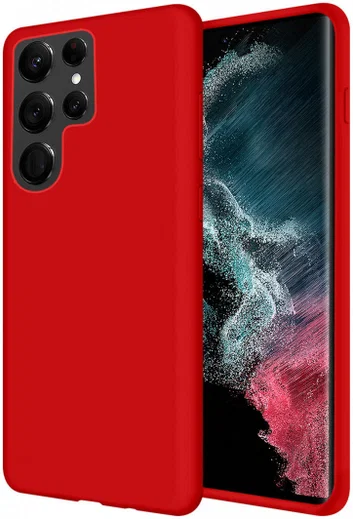 Samsung Galaxy S22 Ultra Hoesje Siliconen Back Cover Rood afbeelding 1