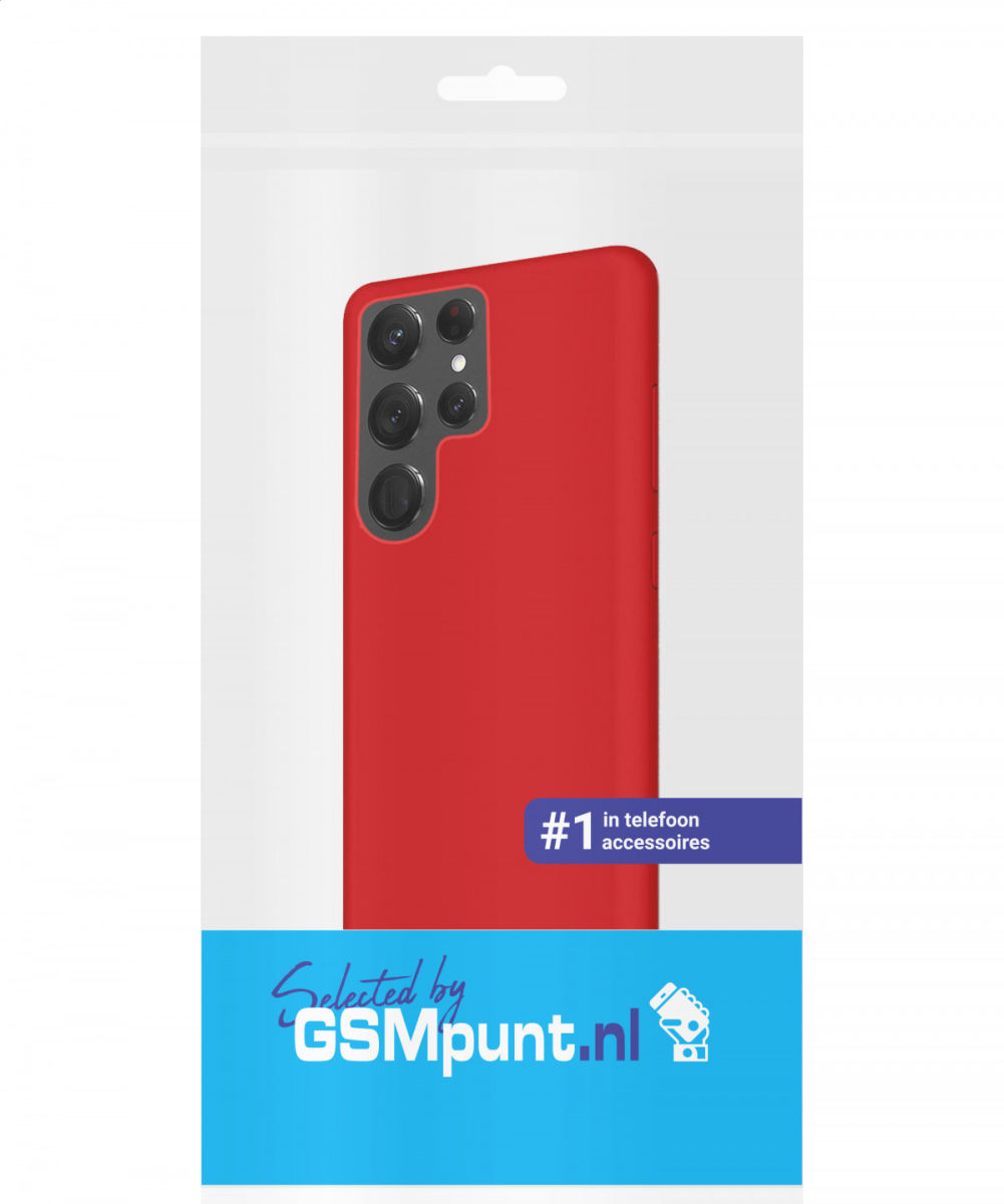 Samsung Galaxy S22 Ultra Hoesje Siliconen Back Cover Rood afbeelding 5