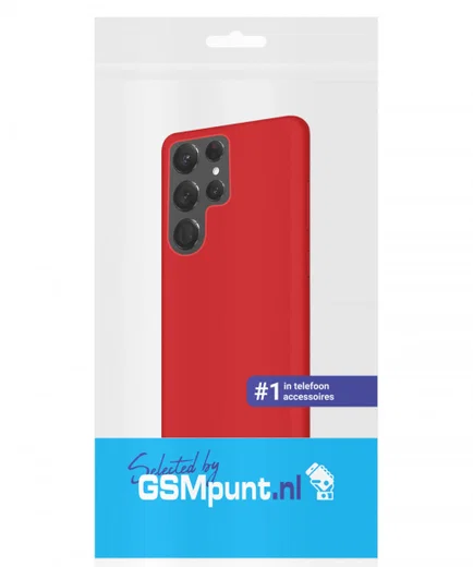 Samsung Galaxy S22 Ultra Hoesje Siliconen Back Cover Rood afbeelding 5