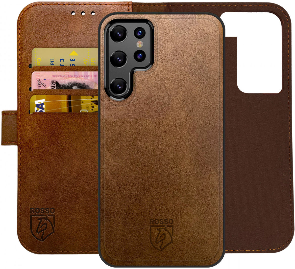 Rosso Element 2-in-1 Samsung Galaxy S22 Ultra Hoesje Bruin afbeelding 1