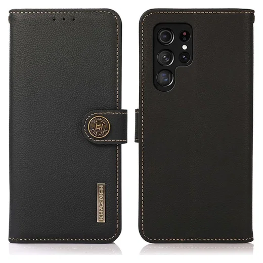 KHAZNEH Samsung Galaxy S22 Ultra Hoesje RFID Book Case Echt Leer Zwart afbeelding 8