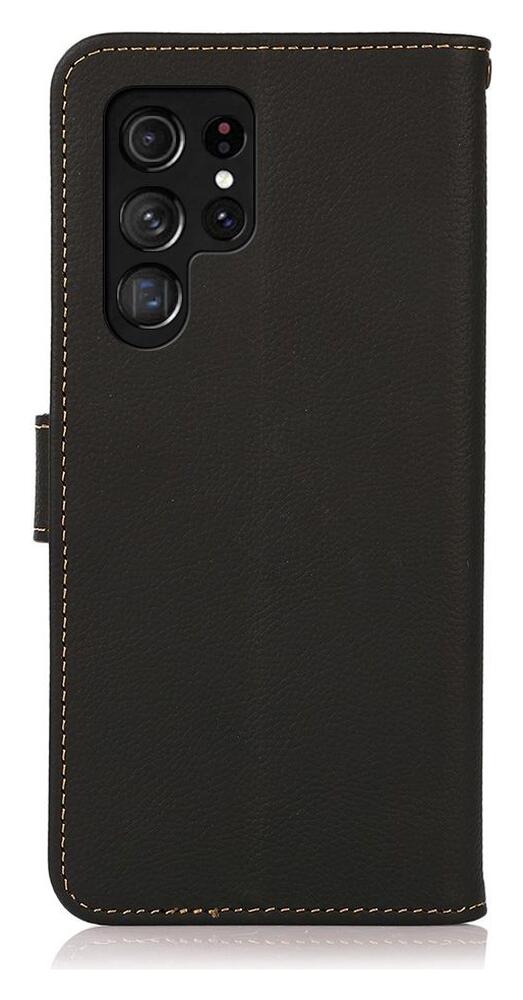 KHAZNEH Samsung Galaxy S22 Ultra Hoesje RFID Book Case Echt Leer Zwart afbeelding 3
