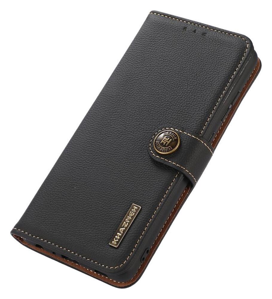 KHAZNEH Samsung Galaxy S22 Ultra Hoesje RFID Book Case Echt Leer Zwart afbeelding 6