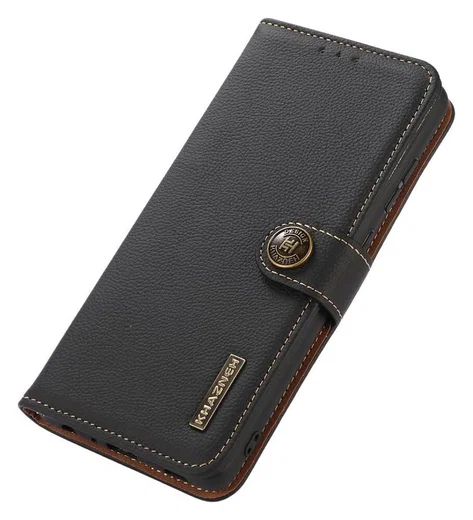KHAZNEH Samsung Galaxy S22 Ultra Hoesje RFID Book Case Echt Leer Zwart afbeelding 6