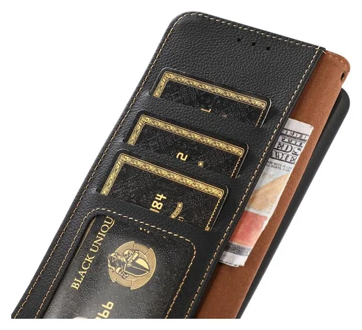 KHAZNEH Samsung Galaxy S22 Ultra Hoesje RFID Book Case Echt Leer Zwart afbeelding 7