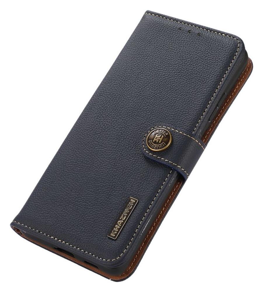 KHAZNEH Samsung Galaxy S22 Ultra Hoesje RFID Book Case Echt Leer Blauw afbeelding 6