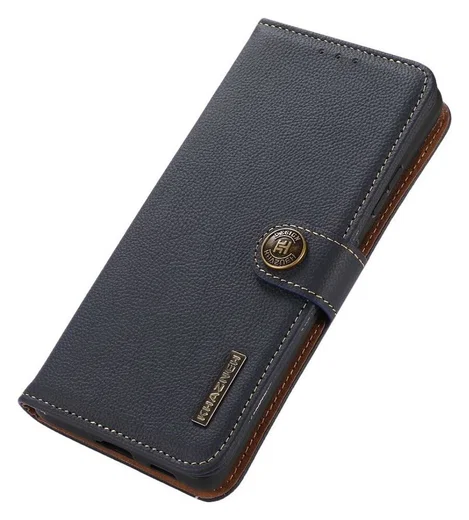 KHAZNEH Samsung Galaxy S22 Ultra Hoesje RFID Book Case Echt Leer Blauw afbeelding 6