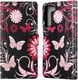 Samsung Galaxy S22 Hoesje Portemonnee Vlinder Print Roze afbeelding 4