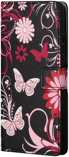 Samsung Galaxy S22 Hoesje Portemonnee Vlinder Print Roze afbeelding 1