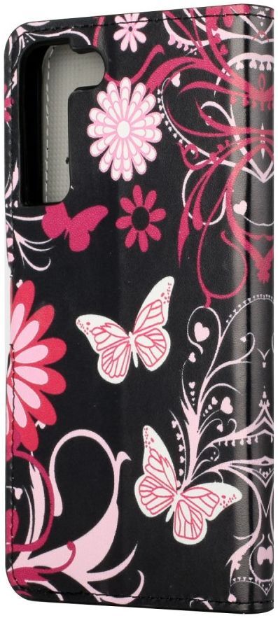 Samsung Galaxy S22 Hoesje Portemonnee Vlinder Print Roze afbeelding 3
