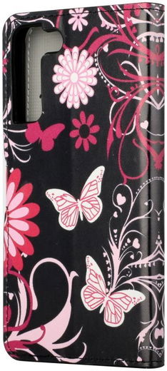 Samsung Galaxy S22 Hoesje Portemonnee Vlinder Print Roze afbeelding 3
