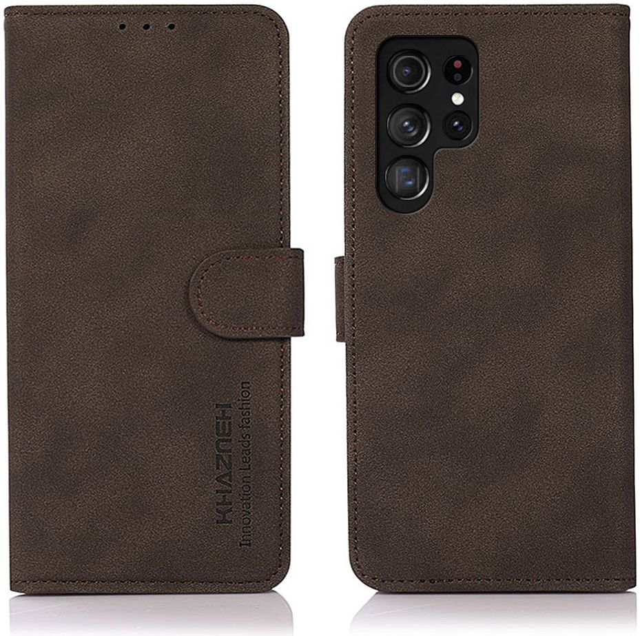 KHAZNEH Samsung Galaxy S22 Ultra Hoesje Retro Portemonnee Case Bruin afbeelding 7