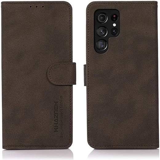 KHAZNEH Samsung Galaxy S22 Ultra Hoesje Retro Portemonnee Case Bruin afbeelding 7