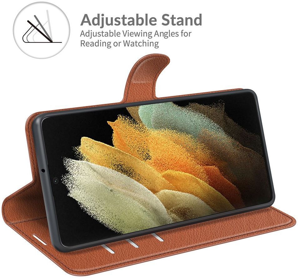 Samsung Galaxy S22 Ultra Hoesje Portemonnee Book Case Kunstleer Bruin afbeelding 5