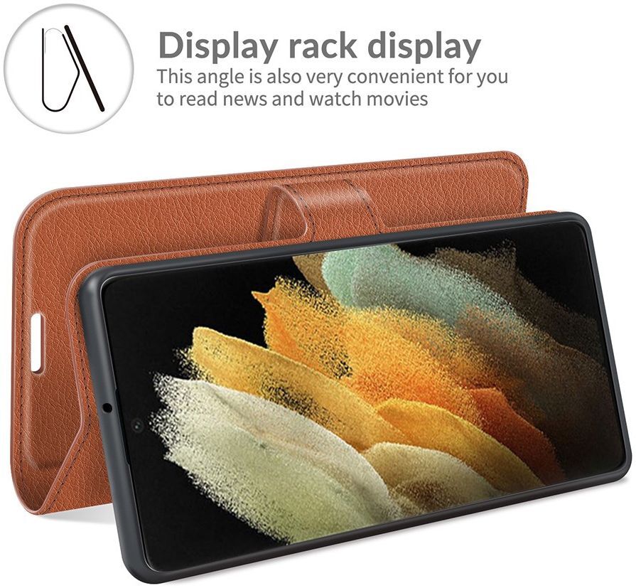 Samsung Galaxy S22 Ultra Hoesje Portemonnee Book Case Kunstleer Bruin afbeelding 6