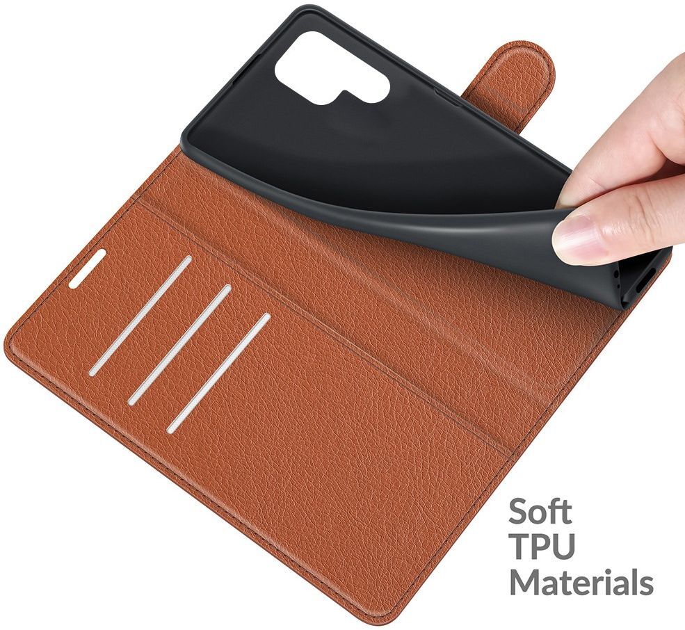 Samsung Galaxy S22 Ultra Hoesje Portemonnee Book Case Kunstleer Bruin afbeelding 4