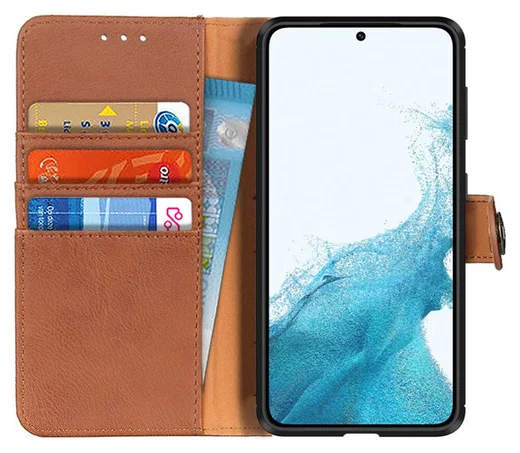 KHAZNEH Samsung Galaxy S22 Hoesje Wallet Book Case Kunstleer Bruin afbeelding 1