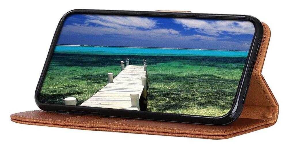 KHAZNEH Samsung Galaxy S22 Hoesje Wallet Book Case Kunstleer Bruin afbeelding 4